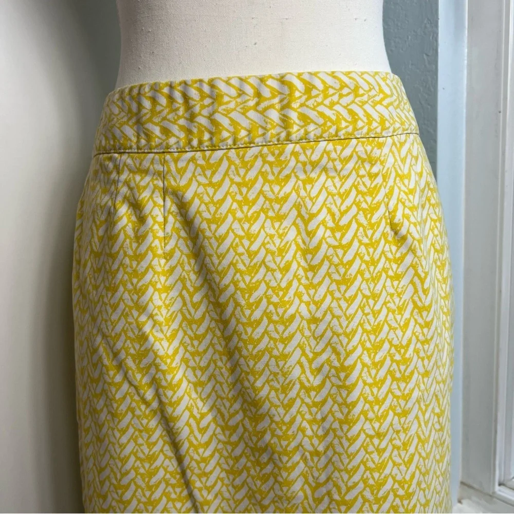 Cynthia Rowley Yellow White Print Skirt | Size 6‎ | Cotton Blend